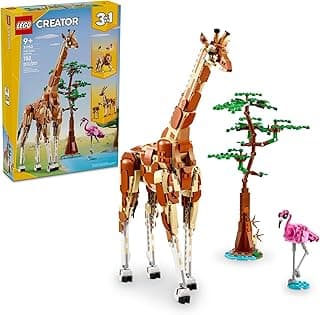 LEGO Creator 3 in 1 Wild Safari Animals, Rebuilds into 3 Different Safari Animal Figures - Giraffe, Gazelle or Lion Toy, Nature Toy, Building Set for Kids Ages 9 Years Old and Up, 31150