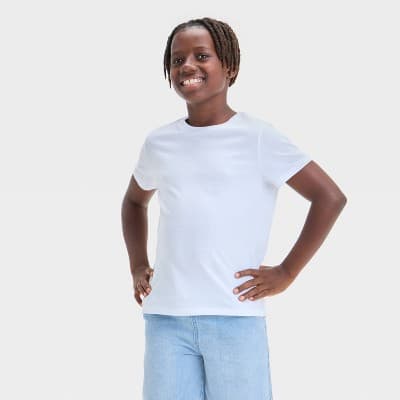 Boys' Short Sleeve T-Shirt - Cat & Jack™ Off-White XS: Crew Neck, Pullover, Jersey Fabric