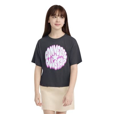 Converse® Girls' Short Sleeve Boxy Fit Graphic T-Shirt - Black XL
