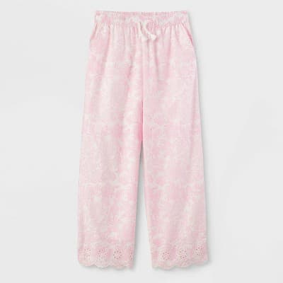 Girls' Adaptive Floral Eyelet Hem Tie-Waist Pants Pink - Roller Rabbit x Target S