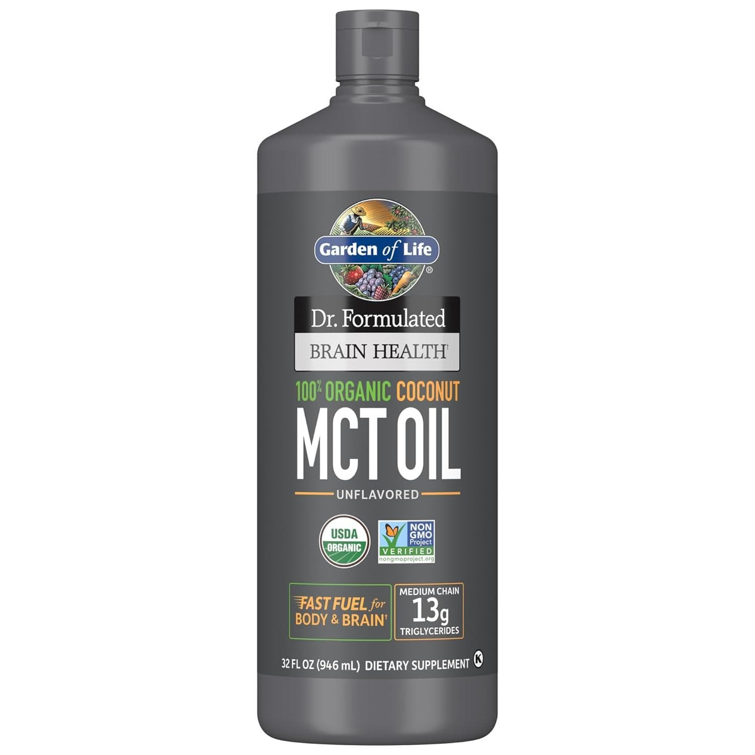 32oz Garden of Life Dr. Formulated Brain Health 100% Organic Coconut MCT Oil Amazon