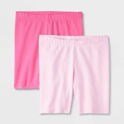 Toddler Girls' 2pk Bike Shorts - Cat & Jack™ Dark Pink/Light Pink 4T: Cotton Spandex Blend, Elastic Waistband