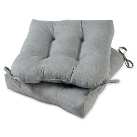 Heather Gray 20 in. Square Outdoor Tufted Seat Cushion (set of 2) by Greendale Home Fashions