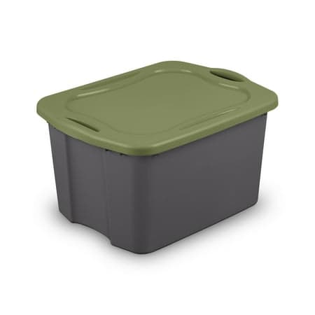 Sterilite EZ Carry 17.5 Gallon Large Storage Bin, Clear Plastic Storage Container with Full-Grip Handles, Gray
