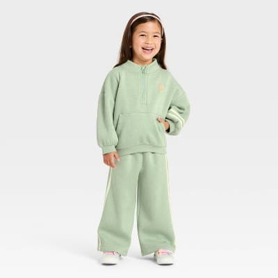 Toddler Girls' 'Kindness Grows' Pullover Sweater and Pull-On Pants Set - Cat & Jack™ Green 2T