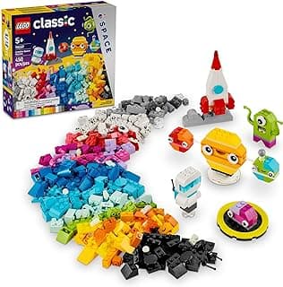 LEGO Classic Creative Space Planets Building Toys Set - Space Toys for Kids, Boys & Girls, Ages 5+ - Includes Alien, Rocket Ship, & Glow in The Dark Bricks - Birthday Gift Idea - 11037