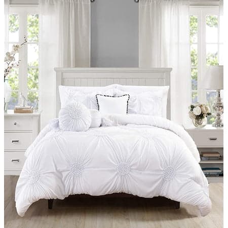 10-Piece Bed-in-a-Bag Sunflower Comforter Set King/Cal King White