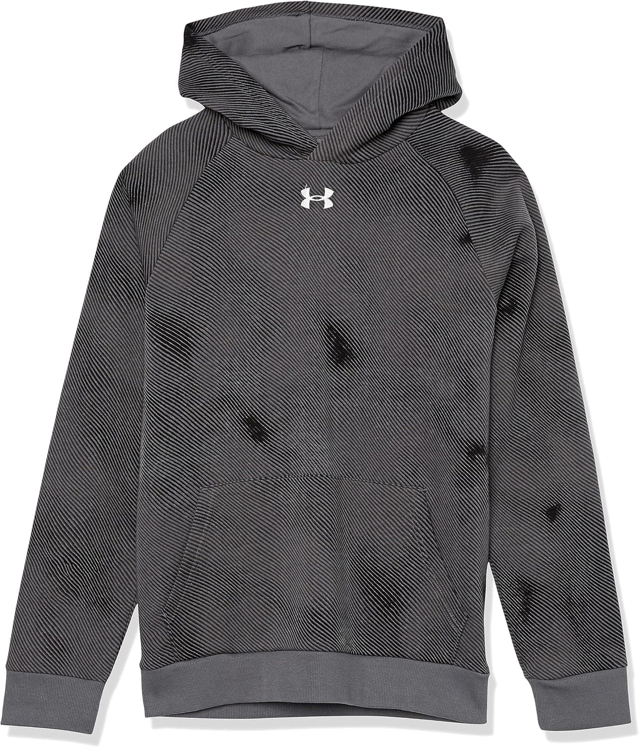 Under Armour boys Rival Fleece Printed Hoodie, (001) Black / / White, X-Small
