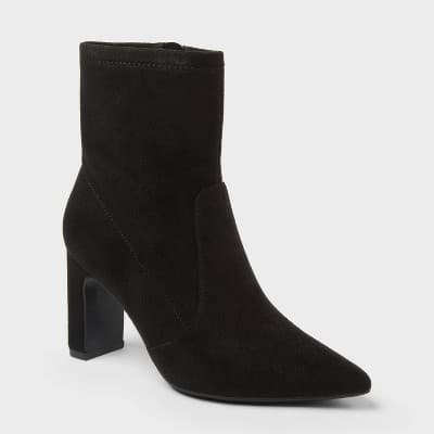 Women’s Sienna Low Shaft Heeled Boots with Memory Foam Insole - A New Day™ Jet Black 10