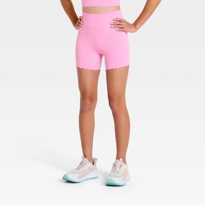 Girls' Scallop Bike Shorts - All In Motion™ Vibrant Pink XL