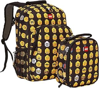 LEGO Heritage Classic Backpack and Lunchbox 2-Piece Combo Set, Matching Back to School Pack and Lunch Kit, Minifigure
