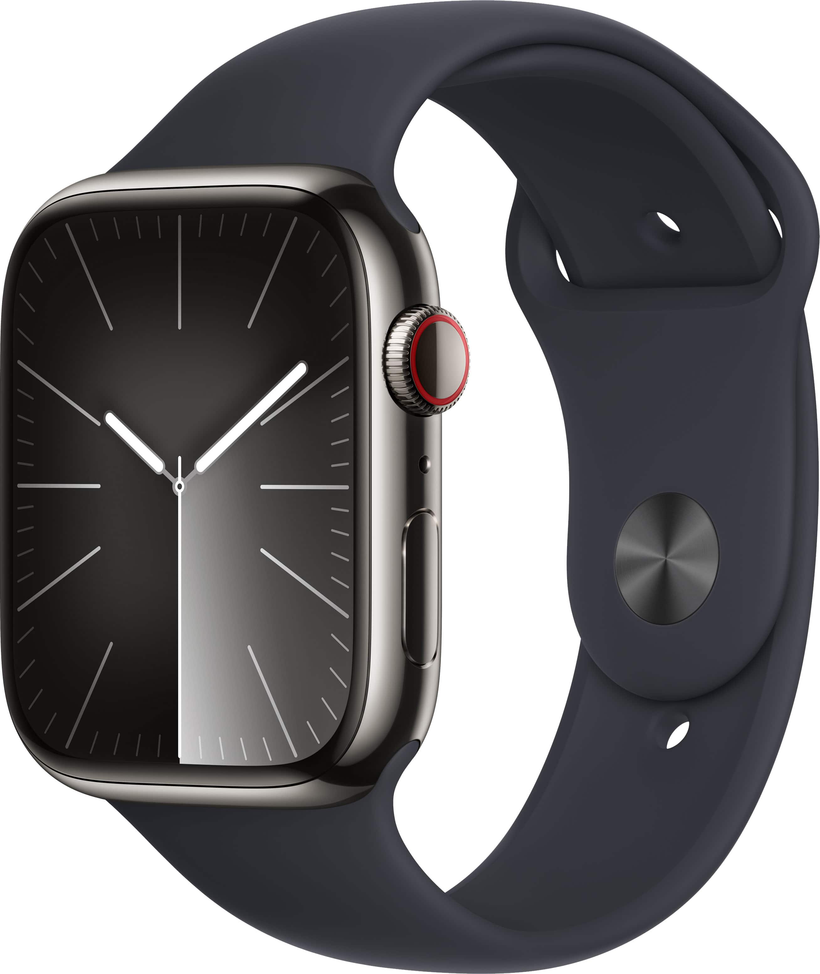 Refurbished Apple Watch Series 9 GPS + Cellular 45mm Stainless Steel Case with Midnight Sport Band (Medium/Large) - Graphite - (2023)