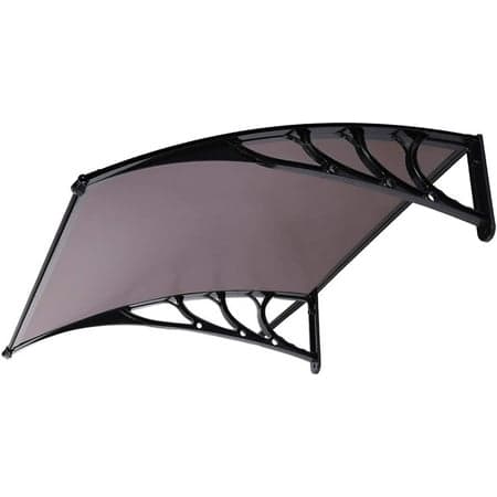 SPECSTAR Polycarbonate Window Door Awning Canopy Brown with Black Bracket 40 Inch x 40 Inch