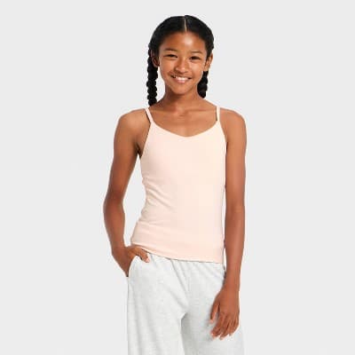 Girls' Super Soft Tank Top with Shelf Bra - art class™ Rose S