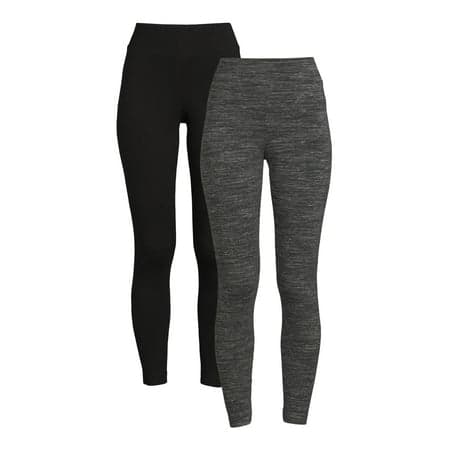 Time And Tru Women's High Rise Ankle Knit Leggings, 27" Inseam, Available in 2-Pack