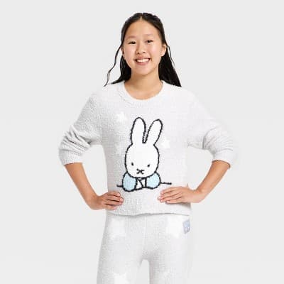 Girls' Miffy Boucle Sweater - Silver S