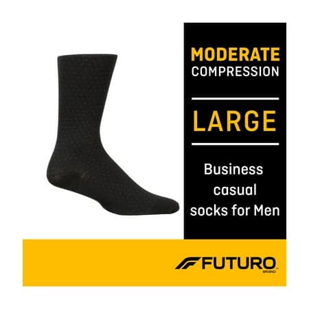FUTURO Business Casual Socks, Large, Moderate Compression, Male