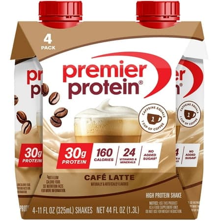 Premier Protein Shake, Café Latte, 30g Protein, 11 fl oz, 4 Ct