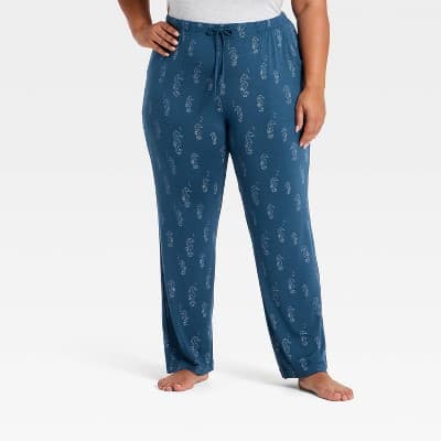 Women's Cloud Knit Pajama Pants - Auden™ Blue Seahorse M Tall