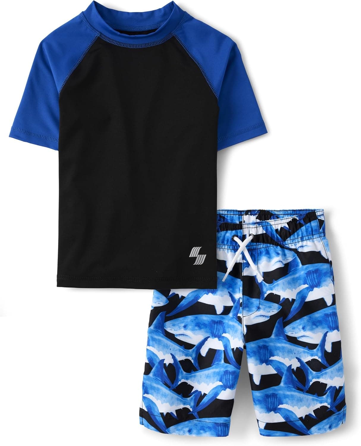 Shark-Themed Rash Guard and Bottoms for Boys