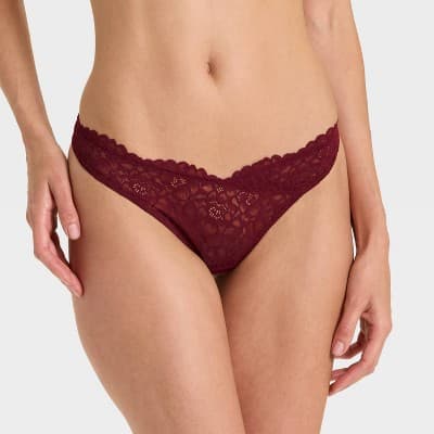Women's Fashion Lace Thong Underwear - Auden™ Berry Red XS