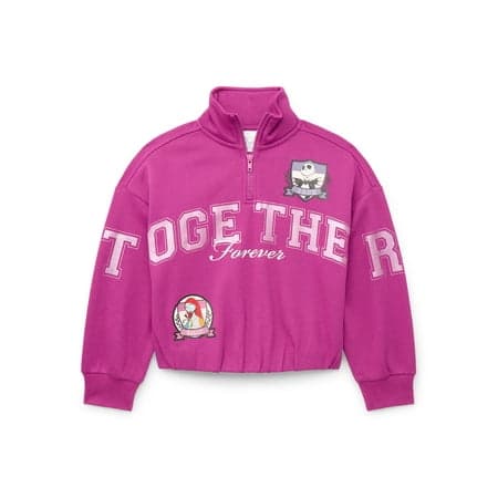 Disney Nightmare Before Christmas Girls Quarter Zip Fleece Sweatshirt, Sizes 4-16