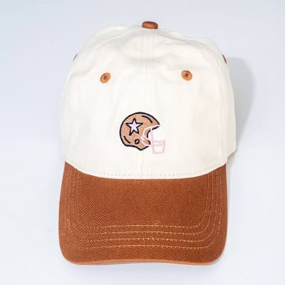 Football Helmet Hat - Frasier Sterling Cream/Brown: Cotton Adjustable Baseball Hat