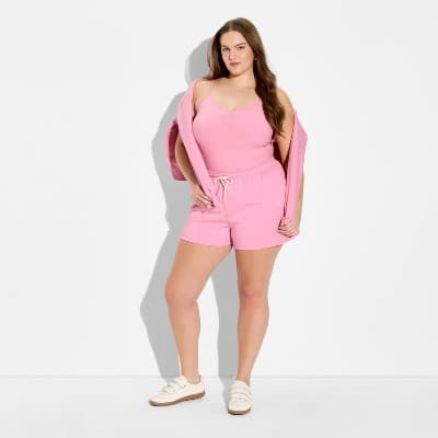 Women's Mid-Rise Fleece Pull-On Shorts - Wild Fable™ Pink 2X