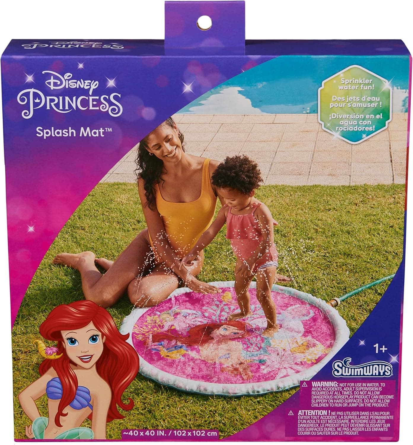 SwimWays The Little Mermaid Splash Mat, Kids Splash Pad, Outdoor Toys, Disney Party Supplies and Water Toys for Kids Ages 1 & Up