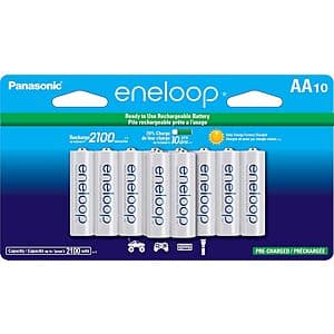 Panasonic Eneloop AA Rechargeable Batteries (10-Pack) - $24