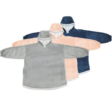 Mainstays Wearable Sherpa Hoodie Throw Blanket, One Size 35" x 33", Gray