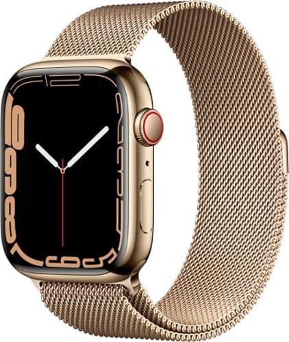 Refurbished Apple Watch Series 7 (GPS + Cellular) 45mm Gold Stainless Steel Case with Gold Milanese Loop - Gold - (2021)