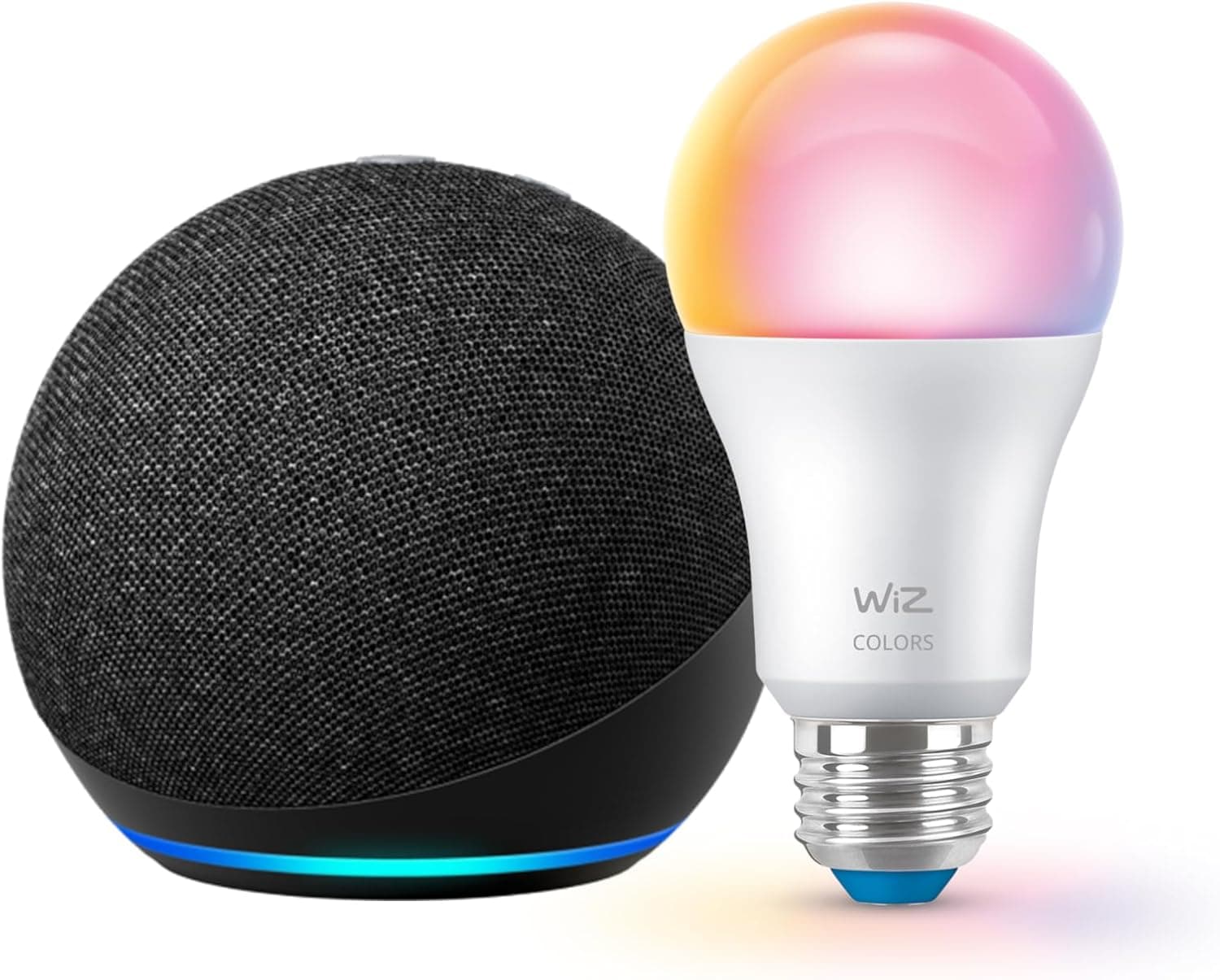 Echo Dot and Smart Color Bulb Bundle - Hands-Free Voice Control