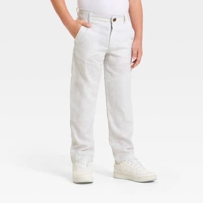 Boys' Linen Pants - Cat & Jack™ Light Gray 14