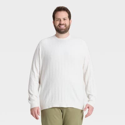 Men's Big & Tall Soft Knit Drop Stitch Sweater - Goodfellow & Co™ Cream 4XL