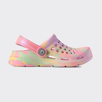 Joybees Kids' Dylan Slip-On Clogs - Pink/Blue 2: Non-Marking Sole, , Closed Round Toe, Medium Width, Ankle Strap