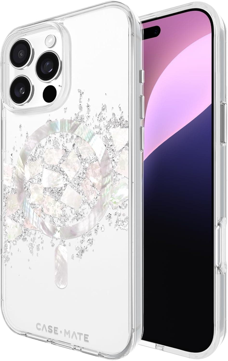 Stylish Mother of Pearl iPhone 16 Pro Max Case with 12ft Protection
