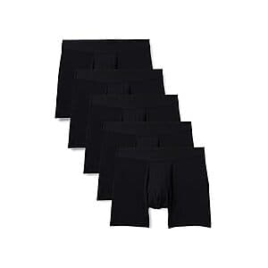 5-Pack Amazon Essentials Soft Modal Boxer Briefs (Black, XL) for $5+