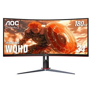 Refurbished 34-inch AOC Ultrawide Curved Gaming Monitor at $160