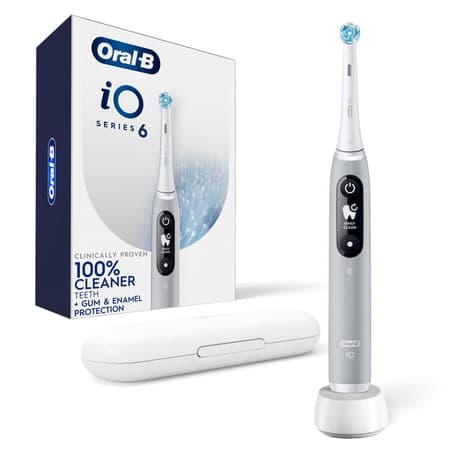 Oral‑B iO Series 6 Rechargeable Electric Toothbrush for Adults & Kids 3+, Gray Opal, 1 Brush Head & Case