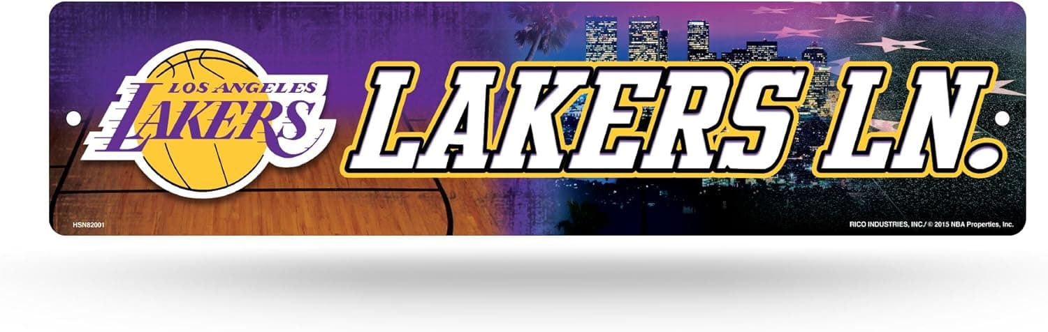 Elevate Your Lakers Pride with the Rico Industries NBA Plastic Street Sign