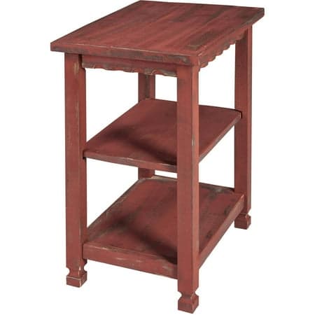Alaterre Country Cottage 2 Shelf End Table, Rustic Farmhouse Side Table, Red Antique Finish