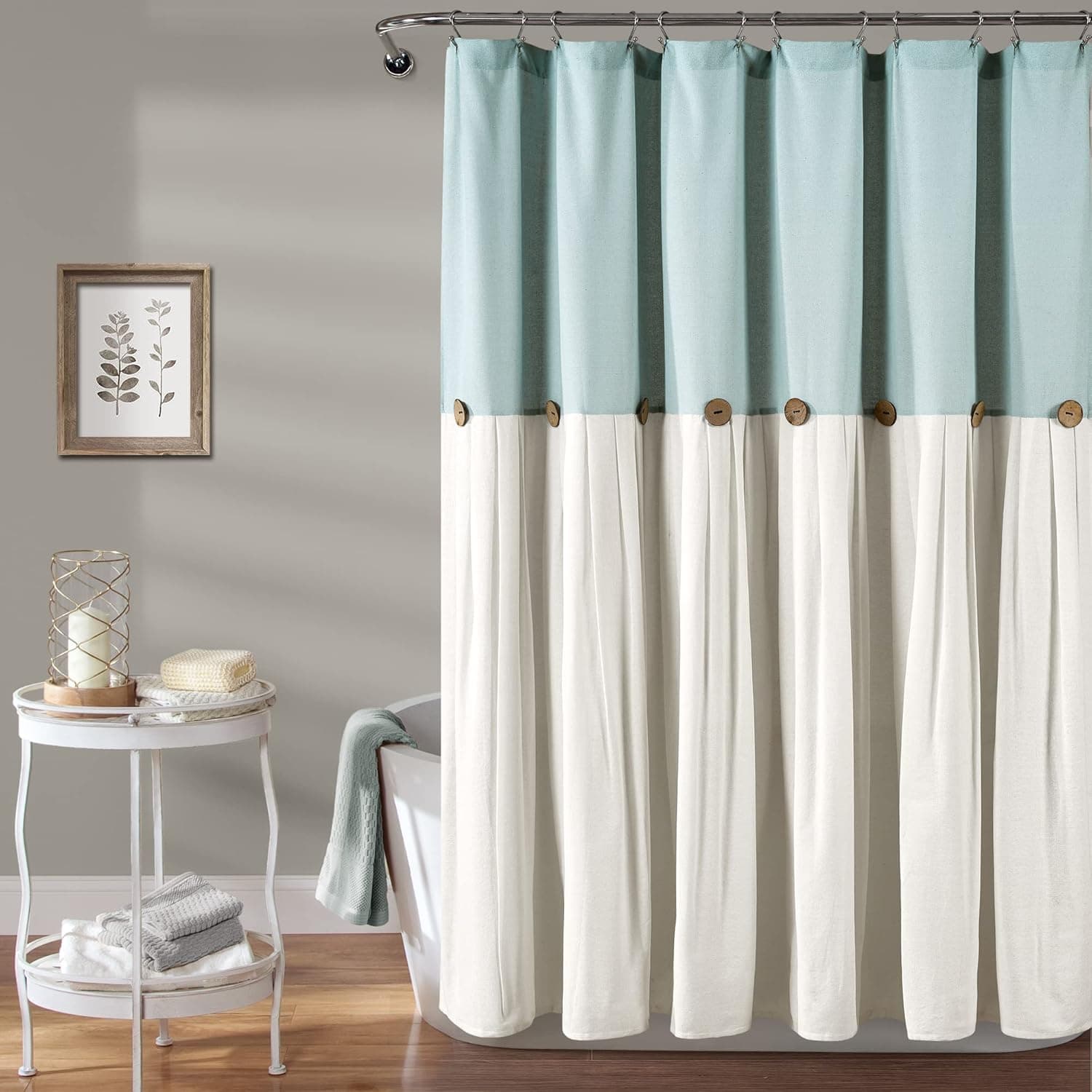 Lush Decor Farmhouse Shower Curtain - Blue & Off-White