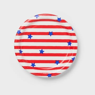 20ct 7" 4th of July USA Americana Stars and Stripes Snack Paper Plates - Spritz™