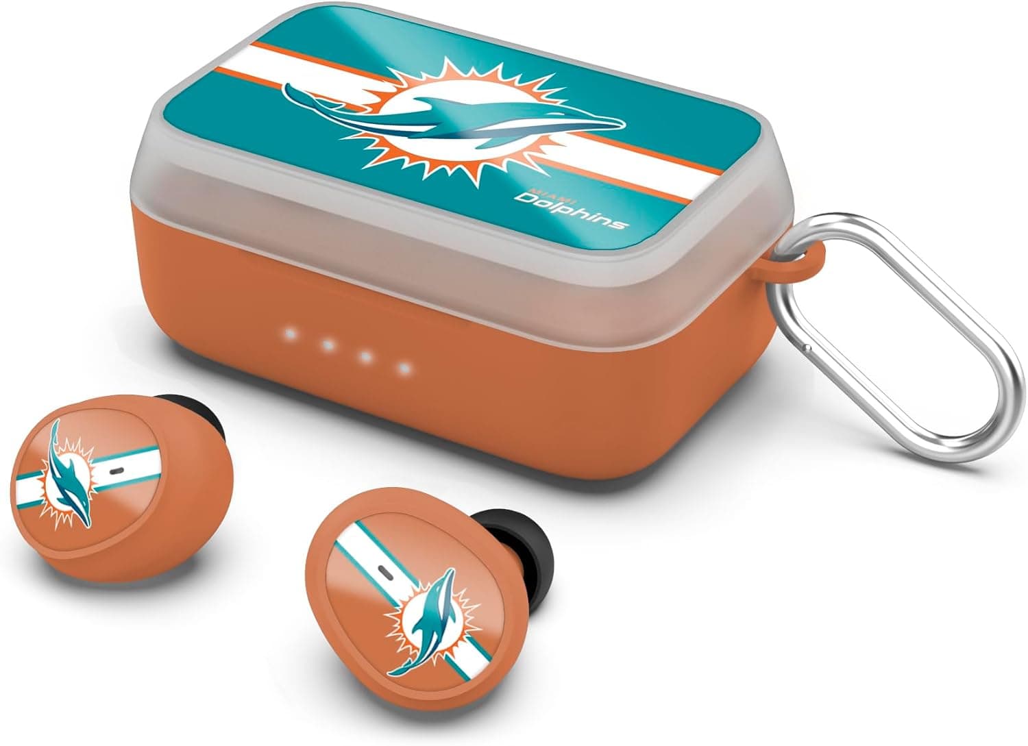 SOAR NFL Wireless Sport Earbuds: Comfortable Fit & Convenient Charging, Miami Dolphins