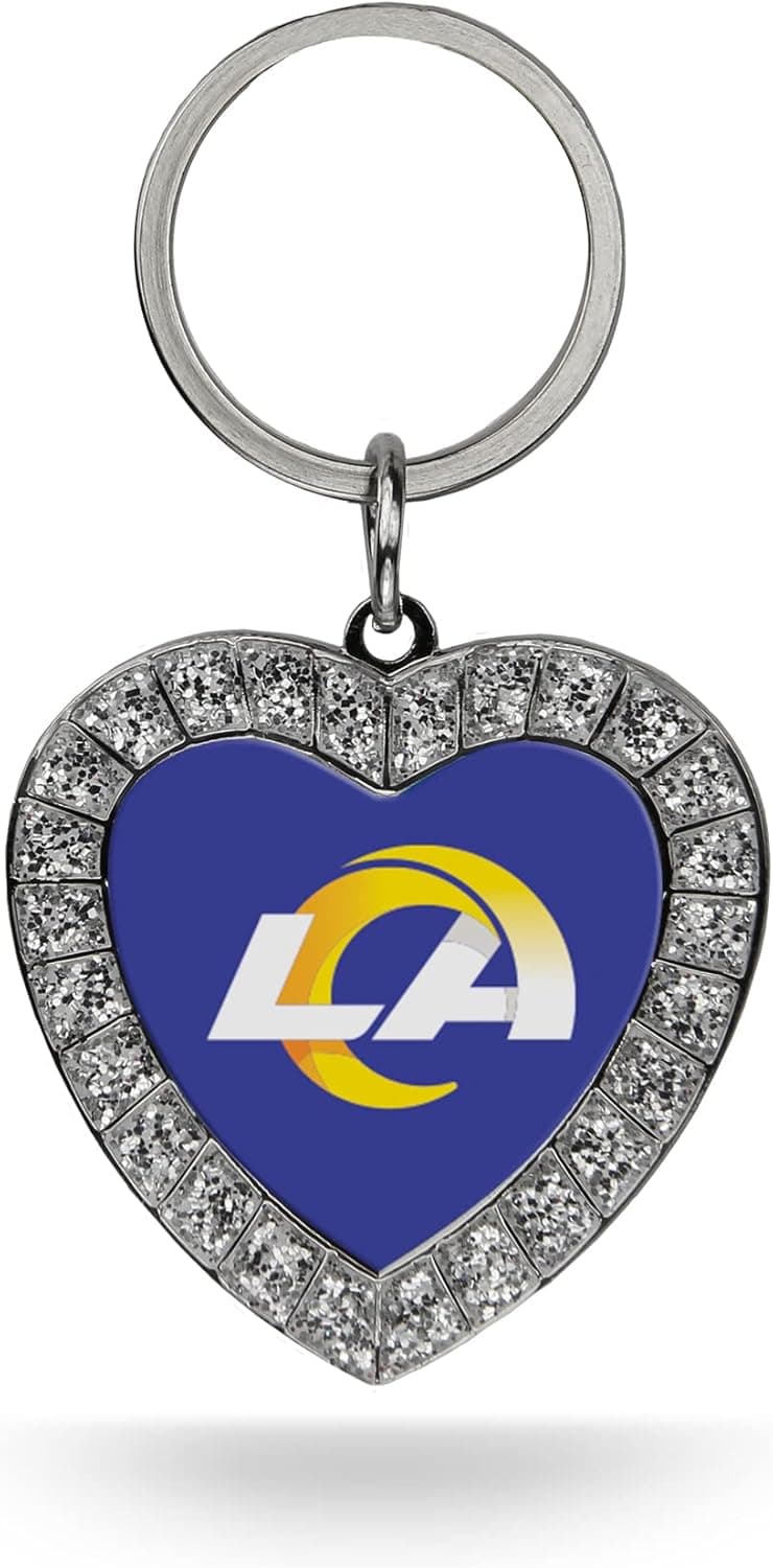 Stylish NFL Rams Rhinestone Heart Keychain