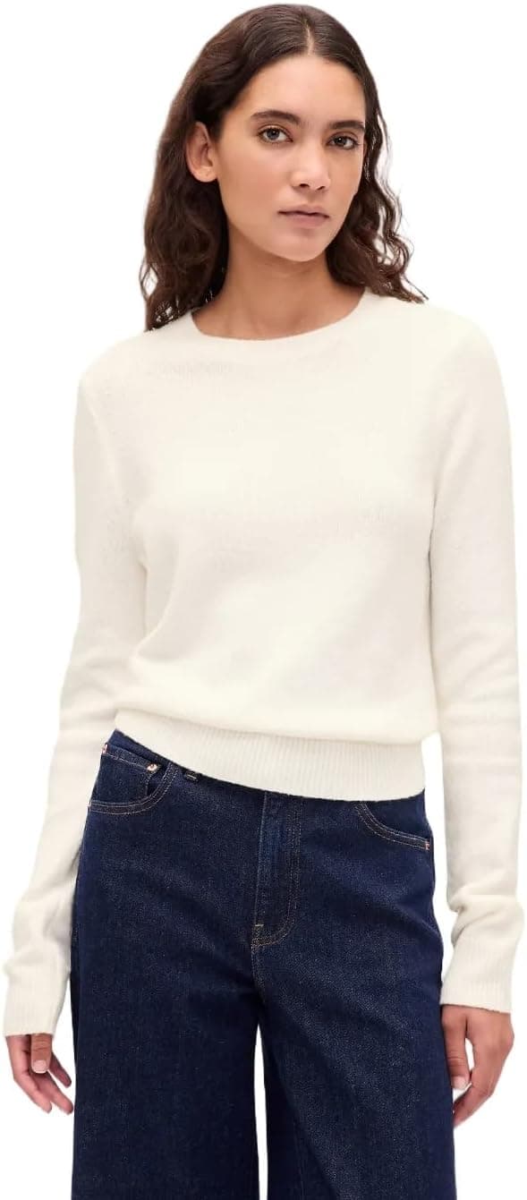 GAP Women's Cashsoft Crewneck Pullover Sweater, Ivory Frost, XX-Large