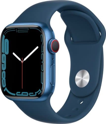 Geek Squad Refurbished Apple Watch Series 7 (GPS + Cellular) 41mm Blue Aluminum Case with Abyss Blue Sport Band - Blue - (2021)
