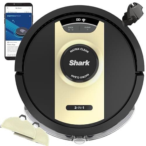 Shark RV2410WD IQ 2-in-1 Robot Vacuum and Mop with Row-by-Row Cleaning, Perfect for Pet Hair, Compatible with Alexa, Black/Bronze, Black/Gold, No Self-Empty Base