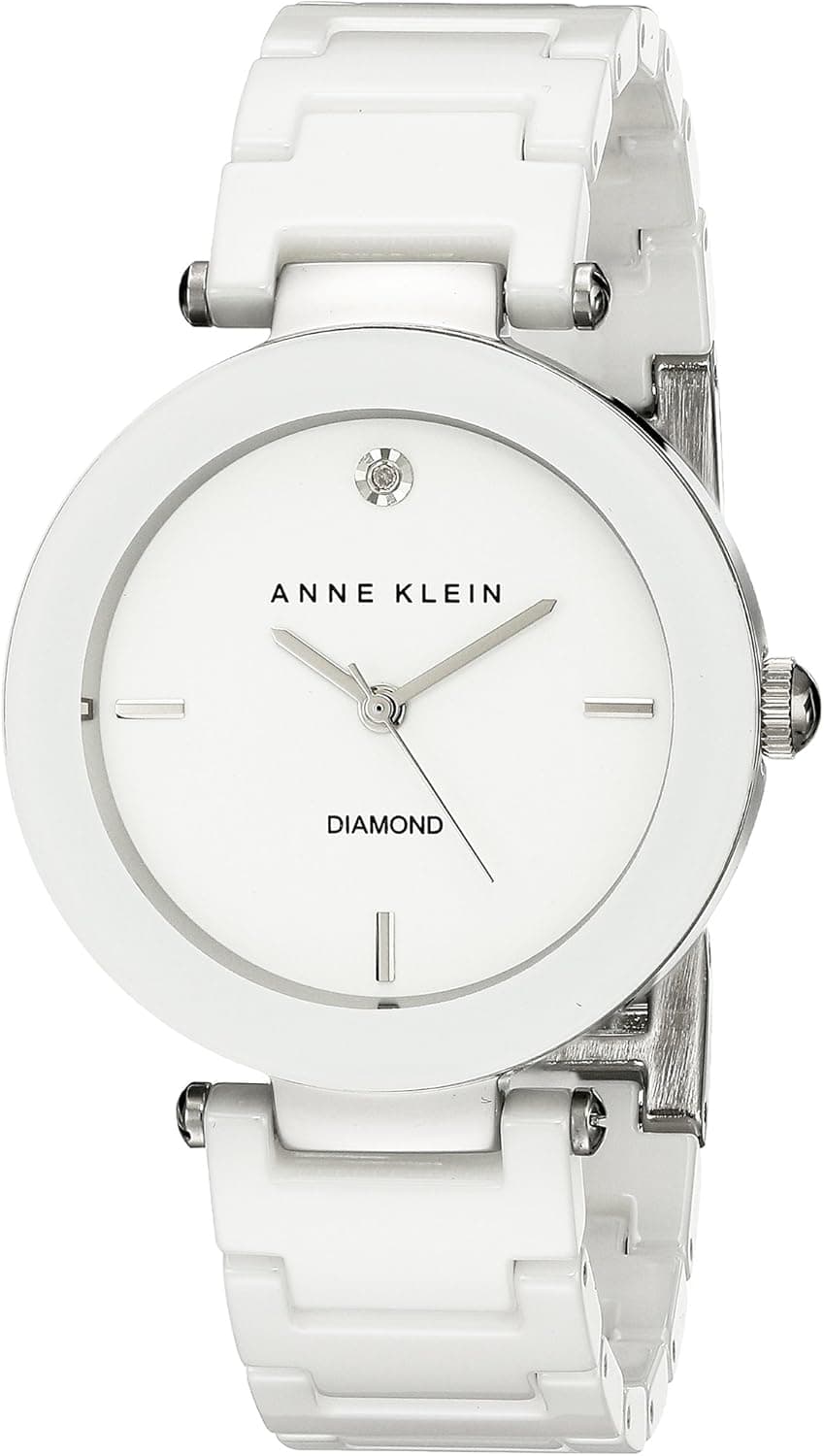 Anne Klein Ceramic Watch with Diamonds - 55% Off